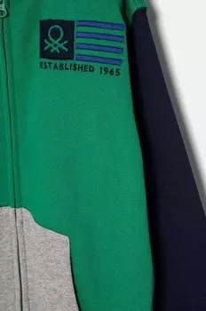 Детская хлопковая толстовка United Colors of Benetton, зеленый