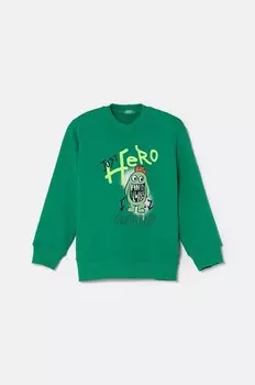 Детская хлопковая толстовка United Colors of Benetton, зеленый