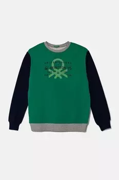 Детская хлопковая толстовка United Colors of Benetton, зеленый