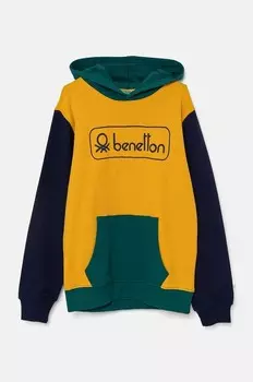 Детская хлопковая толстовка United Colors of Benetton, желтый