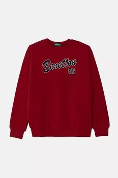 Детская хлопковая толстовка United Colors of Benetton, бордовый