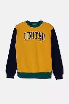 Детская хлопковая толстовка United Colors of Benetton, желтый