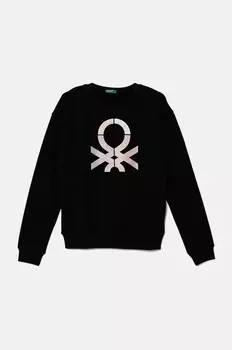 Детская хлопковая толстовка United Colors of Benetton, черный