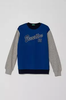 Детская хлопковая толстовка United Colors of Benetton, темно-синий