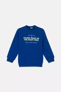 Детская хлопковая толстовка United Colors of Benetton, темно-синий
