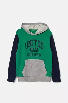 Детская хлопковая толстовка United Colors of Benetton, зеленый