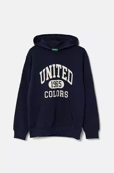 Детская хлопковая толстовка United Colors of Benetton, темно-синий