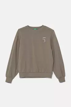 Детская хлопковая толстовка United Colors of Benetton, зеленый