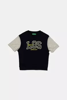 Детская хлопковая толстовка United Colors Of Benetton, темно-синий