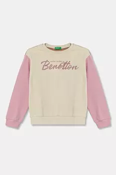Детская хлопковая толстовка United Colors Of Benetton, бежевый