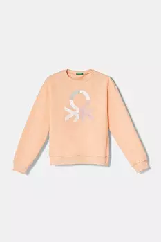 Детская хлопковая толстовка United Colors Of Benetton, оранжевый