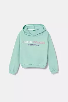 Детская хлопковая толстовка United Colors Of Benetton, бирюзовый