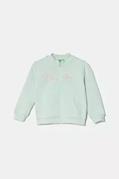 Детская хлопковая толстовка United Colors Of Benetton, бирюзовый