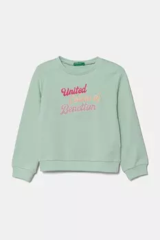 Детская хлопковая толстовка United Colors Of Benetton, зеленый