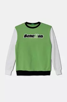 Детская хлопковая толстовка United Colors Of Benetton, зеленый