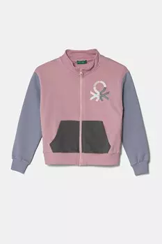Детская хлопковая толстовка United Colors Of Benetton, розовый