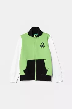 Детская хлопковая толстовка United Colors Of Benetton, зеленый