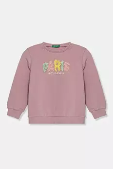 Детская хлопковая толстовка United Colors Of Benetton, розовый