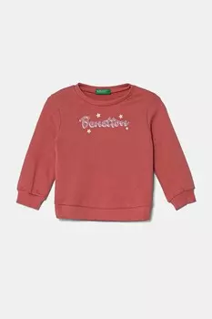 Детская хлопковая толстовка United Colors Of Benetton, розовый
