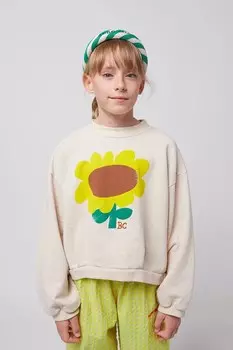 Детская хлопковую толстовка с изображением подсолнуха Bobo Choses, бежевый