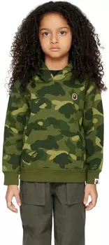 Детская худи цвета хаки с капюшоном One Point Ape Head BAPE