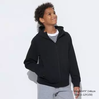 Детская худи с сухой потой ультра стрейч на молнии UNIQLO, черный