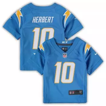 Детская игровая майка Nike Justin Herbert Powder Blue Los Angeles Chargers Nike