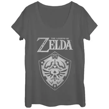 Детская классическая футболка с круглым вырезом и логотипом Nintendo Zelda Hylian Shield белого цвета Licensed Character