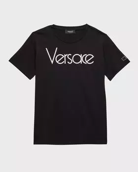 Детская классическая футболка с логотипом Versace, цвет Black/White