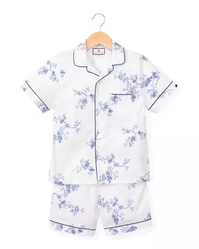 Детская классическая пижама с цветочным принтом и контрастной окантовкой, размеры 6M-14 Petite Plume