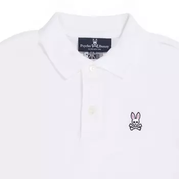 Детская классическая рубашка-поло белого цвета Psycho Bunny, белый