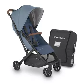 Детская коляска MINU V2 + чехол, синий/чёрный