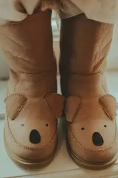 Детская кожаная зимняя обувь Donsje Wadudu Classic Boots Koala, бежевый