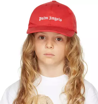 Детская красная кепка с логотипом Palm Angels