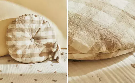 Детская круглая подушка в клетку Zara Home, бежевый