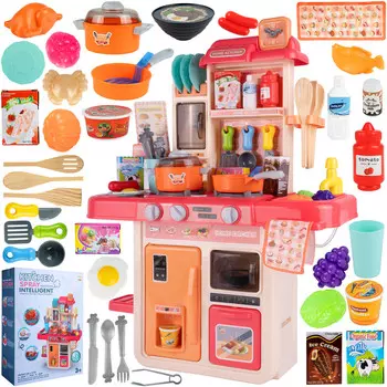 Детская кухня Для детей Аксессуары 42 шт Звук Свет Пар Вода MalPlay
