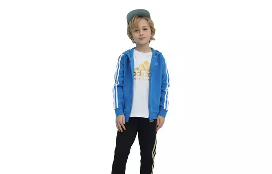 Детская куртка Adidas, белый/синий/зеленый