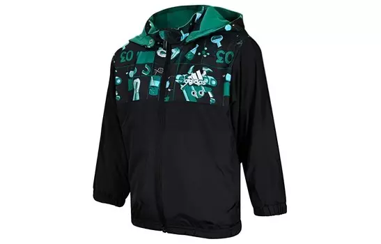 Детская куртка Adidas, черный/зеленый