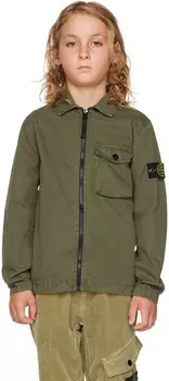 Детская куртка цвета хаки с карманами Stone Island Junior