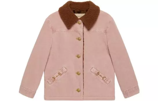 Куртка детская Gucci с меховым воротником, розовый