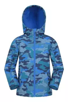 Детская куртка из софтшелла Exodus II с принтом, водонепроницаемая Mountain Warehouse, голубой