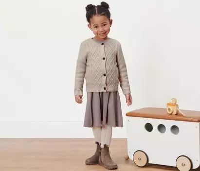 Детская куртка крупной вязки из шерсти RWS Tchibo, крапчатый бежевый