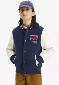 Детская куртка Levi's Kids с крупной надписью бренда на спине для МАЛЬЧИКОВ, цвет Dress Blues