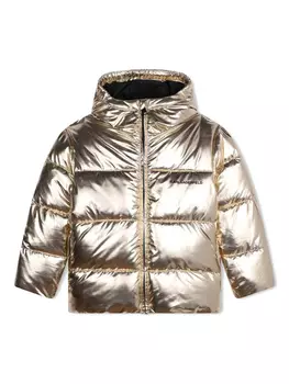 Детская куртка-пуховик с металлическим эффектом Karl Lagerfeld Kids, золотой