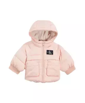 Детская куртка с капюшоном из полиэстера стандартного кроя Calvin Klein Jeans, розовый