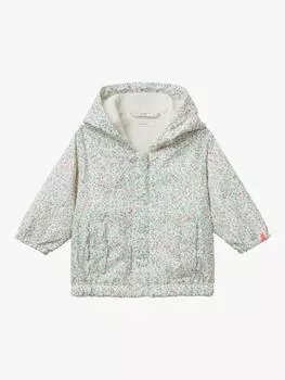 Детская куртка с капюшоном в цветочек Benetton, цвет White Cream