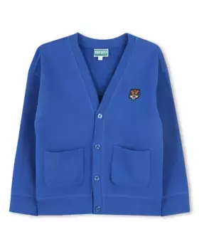 Детская куртка с карманами и застежкой на пуговицы Kenzo Kids, синий индиго