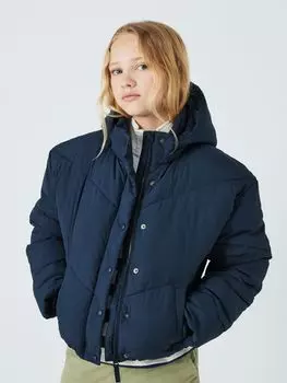 Детская куртка с объемной шевронной вставкой и съемным капюшоном John Lewis, чернильный флот