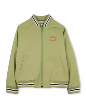 Детская куртка с отделкой в рубчик и застежкой-молнией Kenzo Kids, зеленый