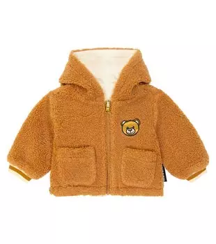 Детская куртка с плюшевым мишкой Moschino Kids, коричневый